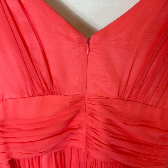Donna Morgan Coral Orange 100% Silk Chiffon Sleeveless Event Dress Size 10 - Picture 10 of 13